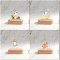 Artisanat moderne en bois pour cadeau de Noël Lumière UV Impression motif acrylique Coffret cadeau USB 3D poli Lampes d'affichage bois clair
