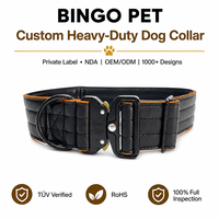 Kalung Anjing Taktis Kulit 2 Inci Kulit PU Gesper Logam Dapat Disesuaikan untuk Anjing Besar Merek Kustom untuk Pelatihan Berjalan Mendaki