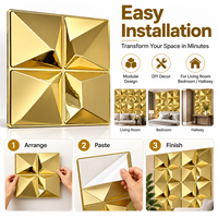 Panneau mural en PVC modulaire 3D, miroir doré, géométrique, décoratif, pour salon, chambre, hôtel, intérieur