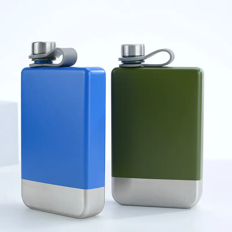 Hot Sale Portable Stainless Steel Whisky Hip Flask Square Shape Flat Alcohol Hip Flask For Outdoor Travelling