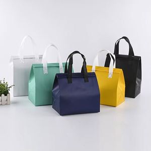 Custom Logo Reusable Thermal Carrier Cooler Tote Aluminum Foil Non Woven Fabric Bag for Food Cake Fresh Produce Delivery - Product Image 2