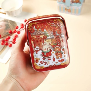 Boîte de rangement portable rectangulaire vide pour collations, boîte à biscuits en métal avec poignée - Product Image 4
