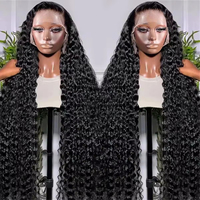 Perruque frontale en dentelle HD 13x4 en gros, cheveux humains indiens bruts, 40 pouces, petit bonnet, cheveux de temple, usage quotidien, mode, livraison rapide