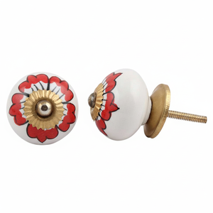 Wholesale Ceramic French Country Unique Cupboard Knobs White Vintage Pulls Floral Cabinet Door <b>Drawer</b> Cabinets 3.81 cm CK-1148 - Product Image 1