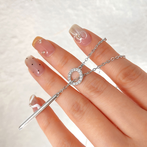 Minimalist Bezel Zircon Trendy 18K Gold Plated <b>Ring</b> and Pin pendant <b>Necklace</b> for Everyday Wearing - Product Image 4