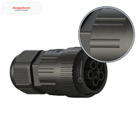 Conector Eléctrico Impermeable IP68 de 5 Pines y 17.5A, Tipo Hembra, con Abrazadera de Tornillo para Montaje en Cable, Aleación de Cobre con Recubrimiento de Níquel, Resistencia Dieléctrica de 2500V