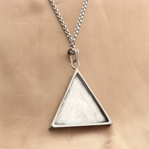 Stainless Steel Triangle Pendant Necklace With Eye Design Men's Fashion Jewelry Geometric Pyramid Style Retro Trendy 280541 - Product Image 2