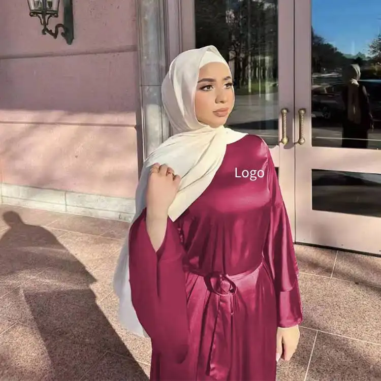Wholesale Custom 3 Layer Elegant Ramadan Middle Eastern Islamic Solid Color Abayas for Women Muslim
