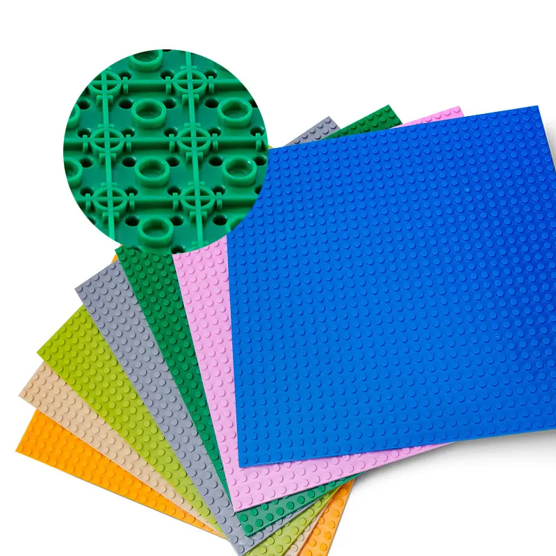 Mainan baseplate warna-warni mainan anak, dua sisi 32*32 dasar Dot kecil DIY adegan Bangunan Blok bawah plat 25.5*25.5cm