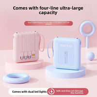 Batterie externe ultra-fine 10000 mAh, charge rapide 2A 10W Type-C, 4 câbles intégrés, écran LED, cordon, chargeur portable pour voyage