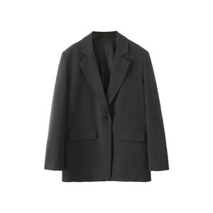 Veste de costume grise Happy Plus pour femme, grande taille, tissée, couleur unie, boutonnée, pour le bureau, gris urbain N9164 - Product Image 5