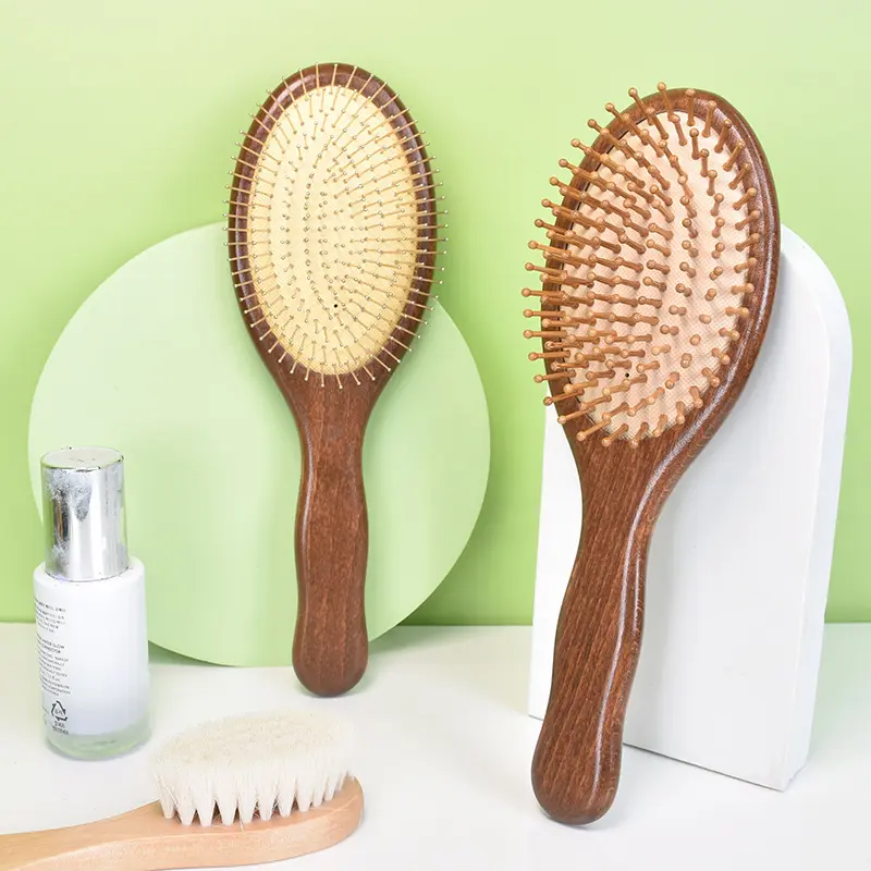 Peigne en bois professionnel sain Paddle coussin perte de cheveux brosse de Massage brosse à cheveux peigne cuir chevelu soins des cheveux brosse à cheveux saine