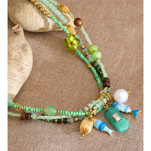 Kalung Liontin Ikan Gaya <span class=keywords><strong>Boho</strong></span> JINYOU 1423 dengan Mutiara Imitasi dan Manik-manik Kristal Multi Untai dari Baja Anti Karat - Product Image 5