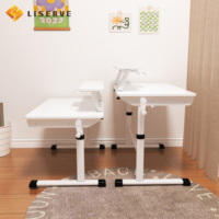 Table d'étude rectangulaire à hauteur réglable Liserve - Design moderne, construction durable en métal + bois + plastique pour salon et maison