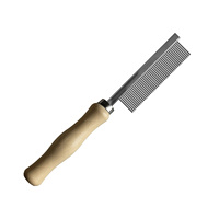 Accessoires de toilettage pour animaux de compagnie : Peigne anti-puces pour chats et chiens à manche en bois, peigne de massage et tondeuse en acier inoxydable, brosse facile à nettoyer