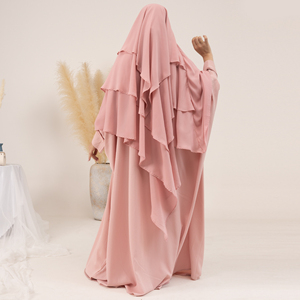 Vêtements islamiques pour femmes du Moyen-Orient, robe de prière à manches chauve-souris, abaya musulmane pour filles, noir, vente en gros - Product Image 5