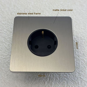 86 146 16A Saklar Lampu Universal Eropa Prancis, Soket Logam Berknur, Panel Baja Tahan Karat Terpasang di Dinding, Nikel Matte, UK - Product Image 2