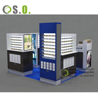 Comptoir d'exposition de lunettes de soleil au prix d'usine, stand d'exposition pour centre commercial, kiosque optique de luxe avec serrure