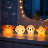 Jouets flottants cognitifs en forme d'animaux marins lumineux, ensemble de pêche avec épuisette, jouet de bain en vinyle pour enfants, cadeau pour enfants