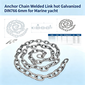 Chaîne d'ancrage hydrodynamique à maillons soudés, galvanisée à chaud, DIN766 6 mm pour yacht marin - Product Image 4