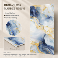 Panneau mural en PVC marbré bleu or UV MORLENX, haute brillance, facile à nettoyer, pour la décoration de la maison et la rénovation d'hôtels