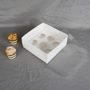 Dessert Pastry <b>Bakery</b> Packaging Paper Cake Donuts Gift Windows Clear Lid Cupcake Food Donut Cupcake 6ct Bento Cupcake <b>Box</b> - Product Image 2