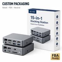 Base de Conexión USB C 14 en 1 con Triple Pantalla MST, 2x HDTV 4K60Hz + DP, 120W PD, USB3.1 de 10Gbps, LAN Gigabit, SD y TF para MacBook y Windows