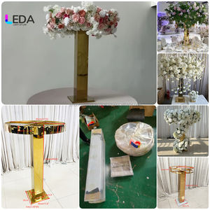 Nouveau support de fleurs doré brillant personnalisé, centre de table en métal pour mariage, support doré pour la décoration de table de mariage - Product Image 4