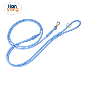 HanYang OEM Custom good quality Pvc Round Dog Leash waterproof soft pvc durable spring metal hooks pvc dog collar & leash set