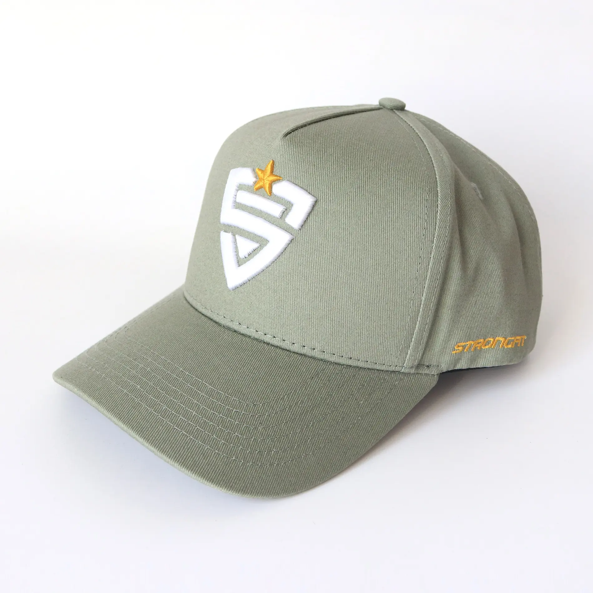 high quality hot sell Customized Classic army green Cotton A Frame Baseball Cap 5 panel men caps hats