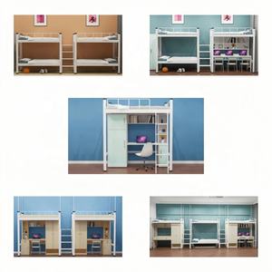 Meubles de dortoir scolaire en stock marchandises Offre Spéciale lits superposés à ossature métallique lits doubles pour enfants avec casier de rangement - Product Image 3