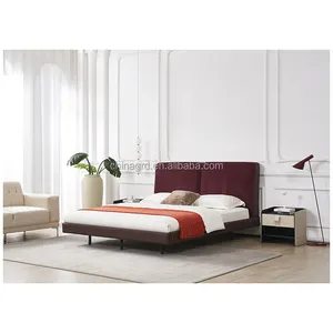 Modern luxury solid wood bedroom furniture bed size and color can be customized luxury synthetic leather and real leather bed