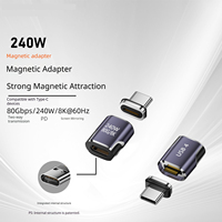 Nouvel adaptateur magnétique PD240W 80 Go pour câble de données TYPE-C, extension de transmission de puissance mâle-femelle pour ordinateur portable et téléphone mobile AC