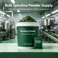 Poudre de spiruline certifiée Halal en marque blanche, supplément alimentaire en vrac personnalisé avec une durée de conservation de 24 mois