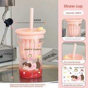 Taza de Vidrio Resistente al Calor de Alta Calidad para Agua y Té con Tapa, Pajita y Separador de Té, Gran Capacidad, Diseño Moderno para Oficina - Product Image 6