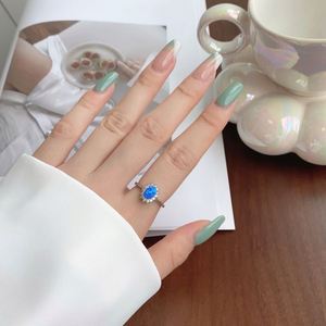 Dylam Trendy Fine Jewelry 925 Sterling <b>Silver</b> Rhodium Plated White Blue 5A Cubic Zirconia Synthetic <b>Opal</b> <b>Rings</b> - Product Image 4