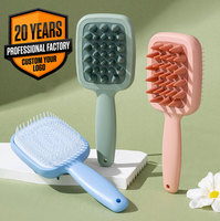 Brosse de lavage capillaire double face à dents larges et fines pour massage du cuir chevelu – Portable / Peigne à main en polypropylène pour cheveux secs