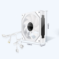 Ventilateur de refroidissement PC ARGB QiuzAim 120mm 4Pin/5V3Pin Prism 4Pro, ventilateur de boîtier d'ordinateur RGB, pales standard/inversées, noir et blanc, double couleur