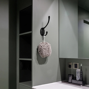 Patère murale noire double <span class=keywords><strong>pour</strong></span> vêtements, idéale <span class=keywords><strong>pour</strong></span> salle de bain, cuisine, chambre, couloir, avec vis - Product Image 4