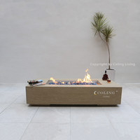 Prêt Nouveau P007 Premium Rectangulaire Naturel Foyer Vraie Flamme Extérieur Patio Linéaire Cheminée À Gaz Télécommande Design Moderne