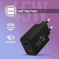 Chargeur mural à charge rapide pour téléphone portable 45W GaN avec ports A+C, prise EU, OEM ODM, PD QC3.0, vente chaude