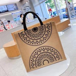 Sac fourre-tout écologique imprimé, épaissi et renforcé, de haute qualité pour femmes, style rétro vintage européen et américain, toutes saisons - Product Image 5