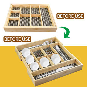 Grand tiroir de rangement extensible en bambou et rotin, écologique et multifonctionnel, pour couverts et ustensiles de cuisine, personnalisable - Product Image 4