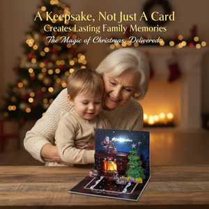 Tarjeta de Navidad Interactiva Mágica, Tarjeta de Felicitación 3D Pop-Up con Luz y Sonido para Celebraciones Navideñas - Product Image 4