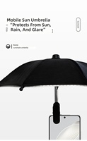 Clip parapluie pour téléphone portable, pare-soleil extérieur pour téléphone avec design d'angle flexible, protection contre la pluie pour téléphones