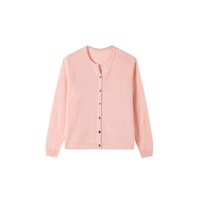 Klassischer Rundhals-Cardigan mit Knopfleiste aus 100% Wolle, Langarm, Großhandel, Maßanfertigung OEM Damen Strickjacke