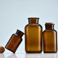 60ml 120ml 250ml 500ml Pot médical en verre transparent ambré Pot de réactif en verre avec liège en bois