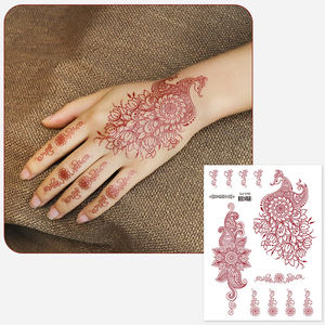 Autocollants Mehndi rouges autocollant de <span class=keywords><strong>tatouage</strong></span> au henné femmes jambes <span class=keywords><strong>bras</strong></span> <span class=keywords><strong>tatouage</strong></span> temporaire <span class=keywords><strong>dentelle</strong></span> <span class=keywords><strong>tatouage</strong></span> - Product Image 3