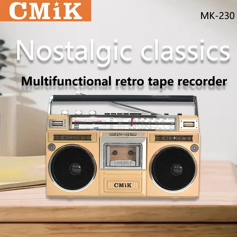 CMiK MK-230 hot sale AM/FM/SW 3 Bands USB SD Card DC Adaptor Jack Built-in Rechargeable Batterycassette player