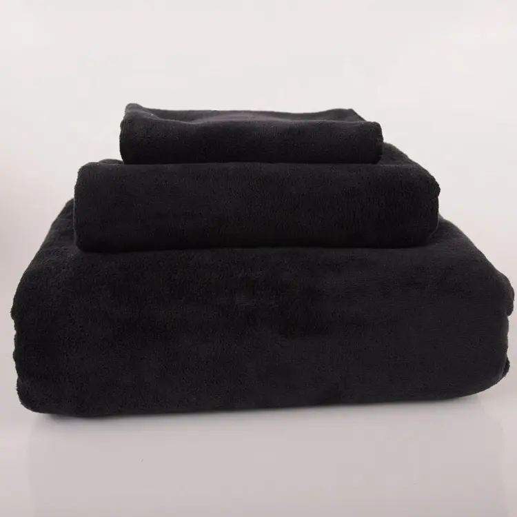 Hot Koop Professionele Zachte Bleach Proof Black Microfiber Facial Handdoek Salon Handdoeken Voor Kapper